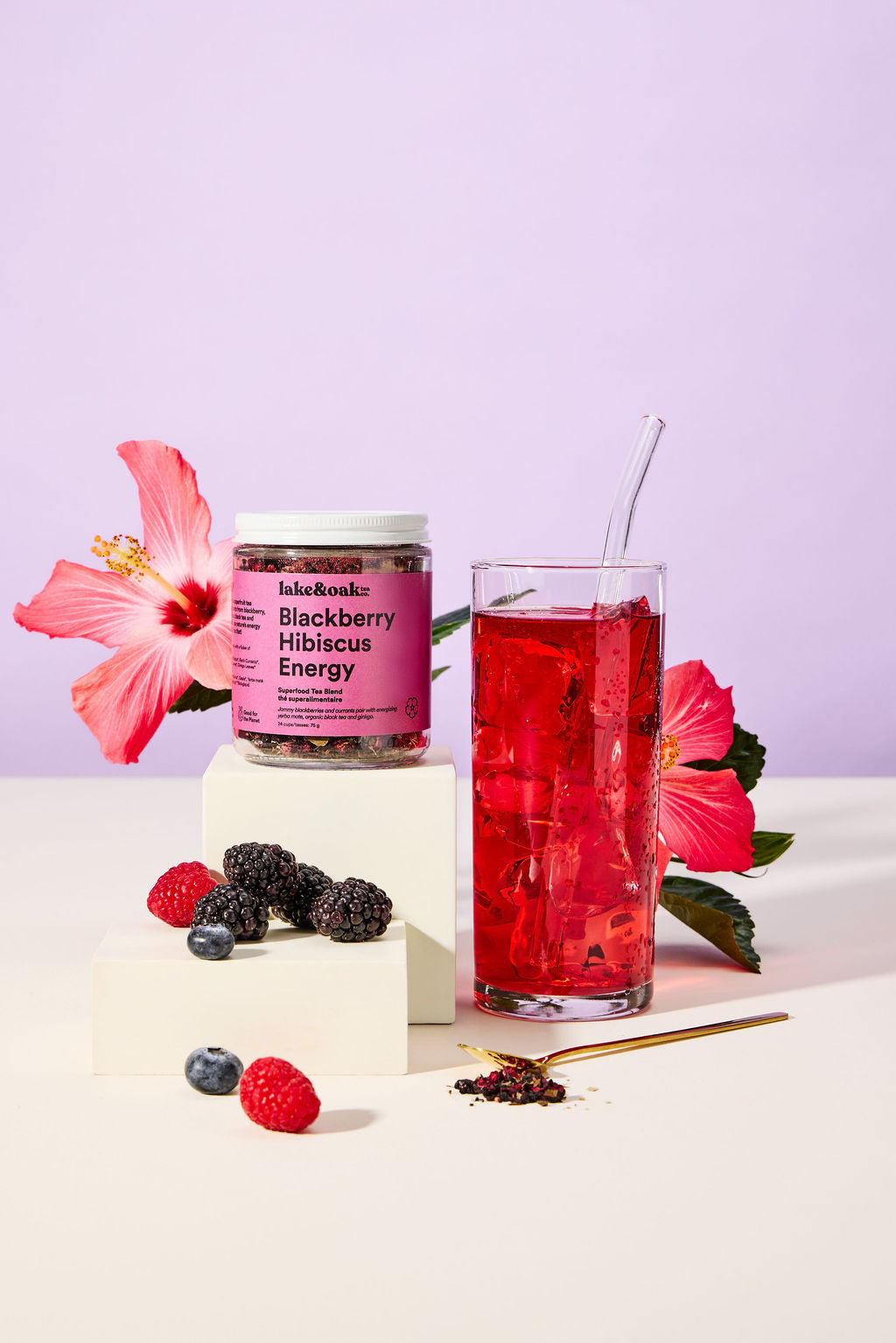 Lake & Oak Blackberry Hibiscus - Organic Superfood Tea Blend